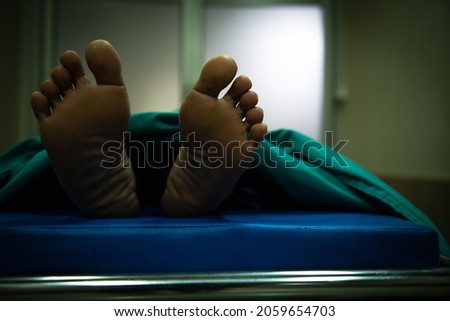 Deceased, the toe of the deceased Foto d'archivio © 
