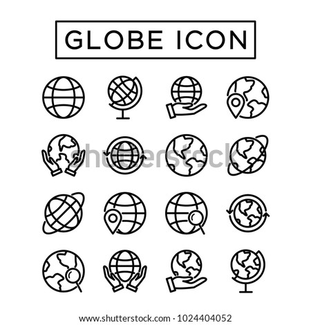 Simple set Globe Icon. Editable stroke outline. Element for mobile concept and web apps