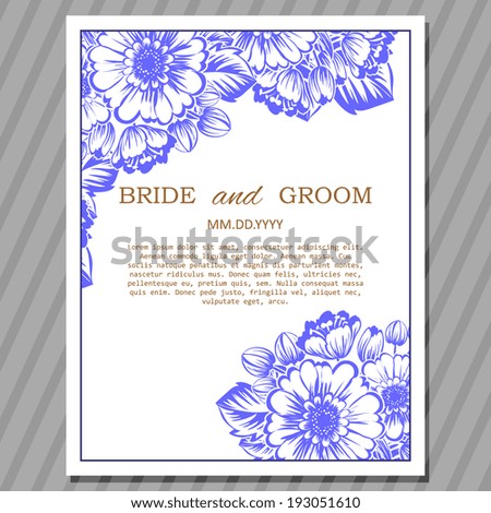 Wedding invitation cards with floral elements.