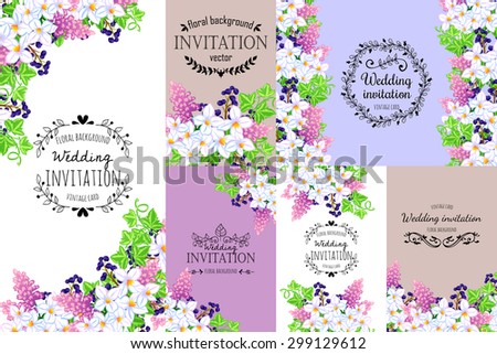 Romantic invitation. Delicate invitation card of beautiful flowers. Easy to edit. Perfect for invitations or announcements.