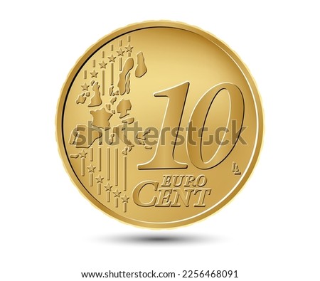 Ten euro cent coin. Reverse coin. Vector illustration.