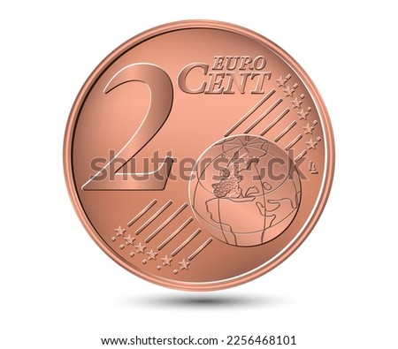 Two euro cent coin. Reverse coin. Vector illustration.