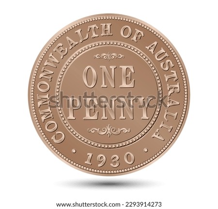 Australia One Penny Coin. Vector illustration.