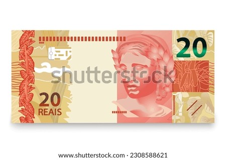 Banknote of twenty Brazilian money. Brazilian real. Vector illustration.