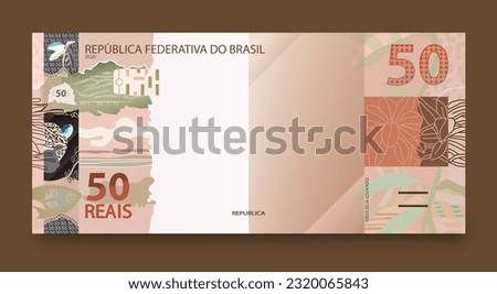 Banknote of fifty Brazilian money. Brazilian real. Vector illustration.