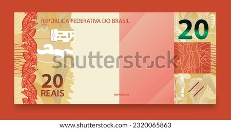 Banknote of twenty Brazilian money. Brazilian real. Vector illustration.