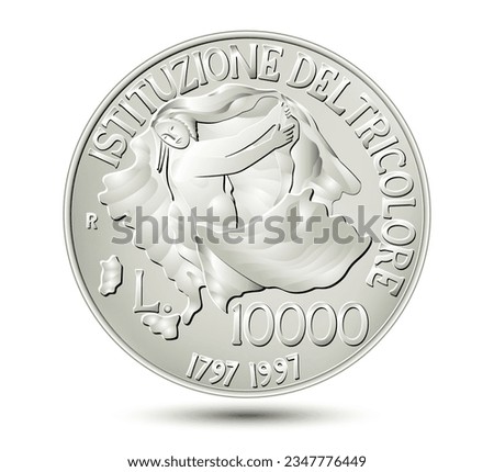 Ten thousand Italian lire isolated on white background. Vector illustration.
