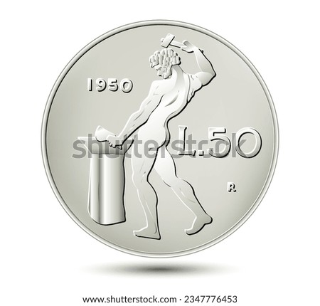 Fifty Italian lire isolated on white background. Vector illustration.