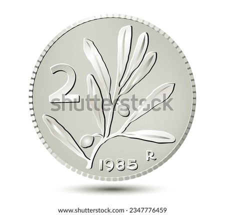 Two Italian lire isolated on white background. Vector illustration.