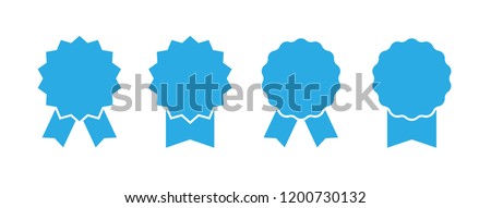 Rosete badge with ribbons, vector set, simple flat design Foto stock © 