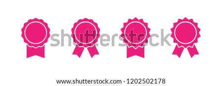 Rosete badge with ribbons, vector set, simple flat design Foto stock © 