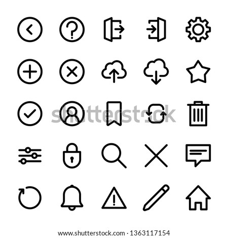 Interface icons set, linear style, isolated vectors
