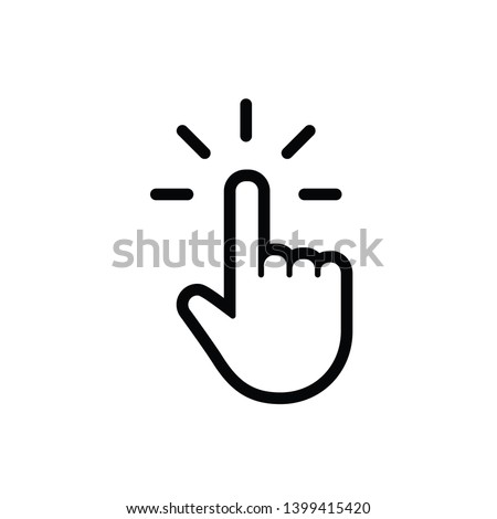 Hand click icon, mouse clicking pointer.