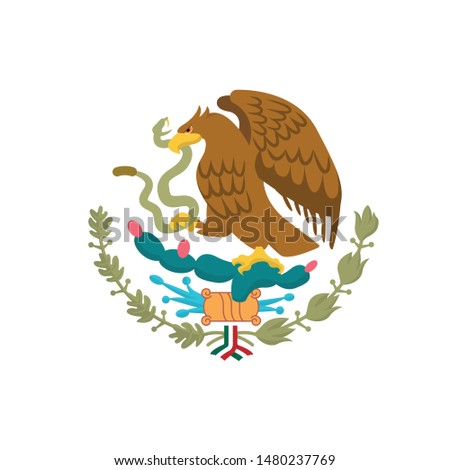 Mexican Coat of Arms simplified, national emblem. Eagle of Mexico.