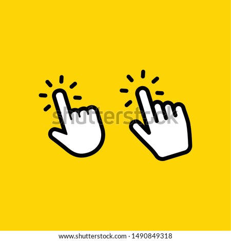 Hand click icon. Set of hands clicking.