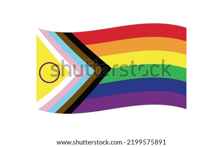 New Updated LGBTQ Pride Flag Vector. Intersex Inclusive Progress Pride Flag. Banner Flag for LGBT, or LGBTQIA+ Pride.