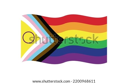 New Updated LGBTQ Pride Flag Vector. Intersex Inclusive Progress Pride Flag. Banner Flag for LGBT, or LGBTQIA+ Pride.