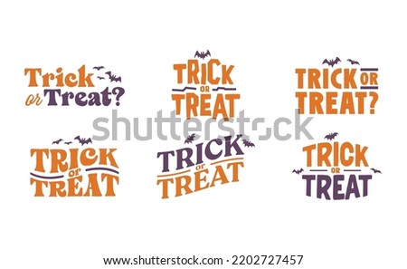 Trick or Treat lettering design with flying bats. Halloween card or banner spooky design. ストックフォト © 