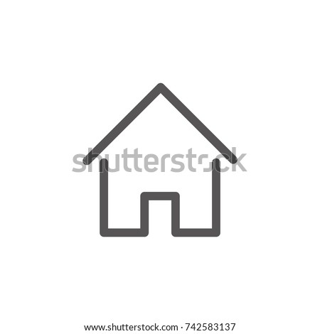 House icon with door, outline design vector