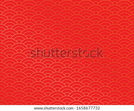 illustration red half-circular pattern overlapping layers. background and wallpaper red design style. Chinese New Year.
