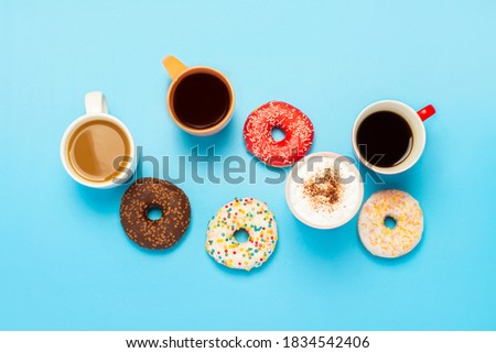 Similar – Image, Stock Photo Making doughnuts flat lay. Uncooked raw dough prepared for donuts