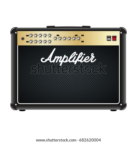 Guitar combo amplifier, amp.
Vector realistic illustration isolated on a white background.