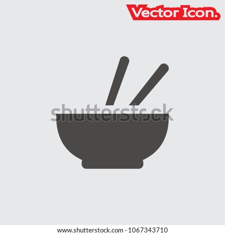 Bowl and Chopsticks Icon isolated sign symbol and flat style for app, web and digital design. Vector illustration.