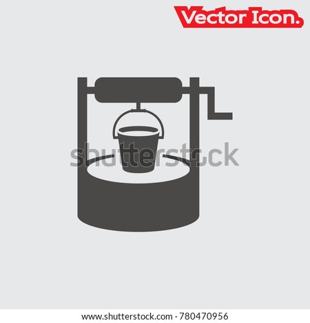 Water well icon isolated sign symbol and flat style for app, web and digital design. Vector illustration.