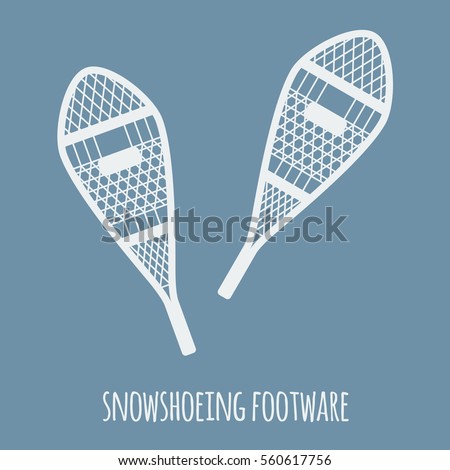 winter sports and outdoor activities equipment: pair of snowshoeing footware on a light blue background. vector eps-10