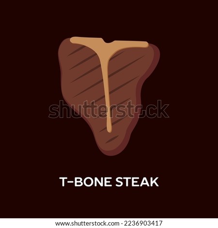 Grilled Grilled Steak and T-shaped bone. T-bone Steak logo or label template 