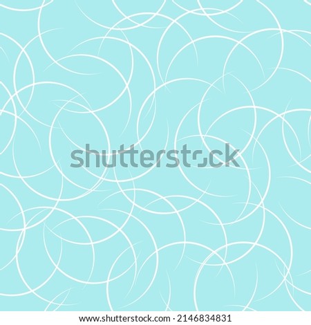 Seamless abstract pattern of white crescents on tiffany blue. Vector repeating abstract background. 
