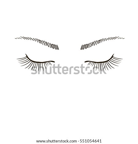 Closed eyes with long eyelashes Sample logo for a beauty salon, beauty products.