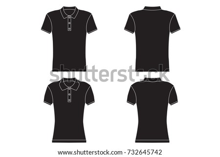 Man's polo shirt model, Woman's polo shirt, Polo shirt black and white model isolated on white background