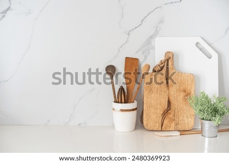 Image, Stock Photo Baking tools on marble table
