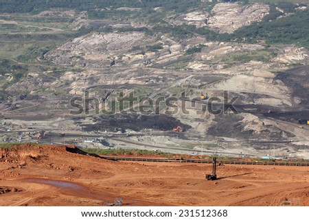 A very Large excavator at work in one of the mining lignite