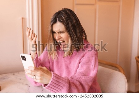 Similar – Image, Stock Photo Woman talking by phone on bed in morning.