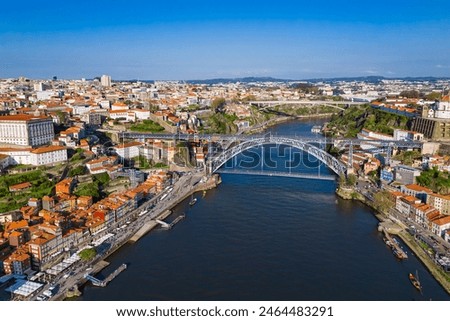 Similar – Image, Stock Photo View of the Douro river and the old town of Porto in the north of Portugal