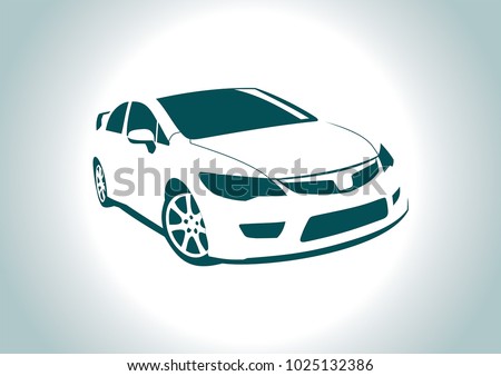 car silhouette on grey background. Honda.