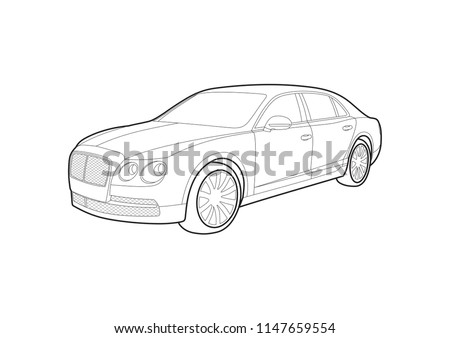 contour drawing of an expensive car. Bentley Flying Spur.