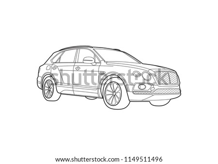 contour drawing of the SUV. Bentley Bentayga .