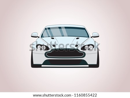 Vector layout of a white sports car. Aston-Martin.