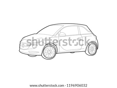 contour drawing of the hatchback car. Opel Adam.