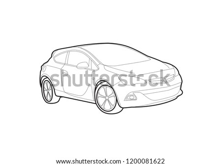 contour drawing of the car. Opel Astra.