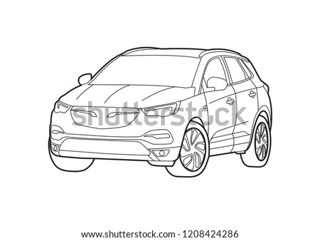 contour drawing SUV. Opel Grandland X.