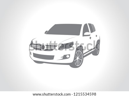 vector layout of the silhouette of a car on a gray background. Volkswagen Tiguan.