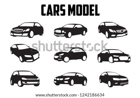 vector layout of a set of car models