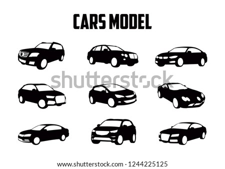 vector layout of a set of car models