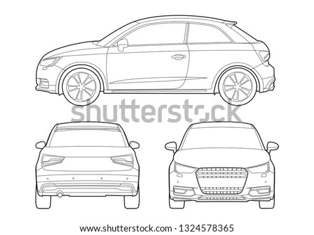 hatchback outline drawing. Audi A1.