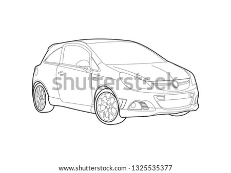 vector layout of supermini car. Opel Corsa.