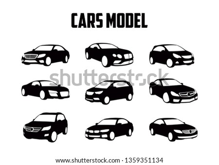 vector set of car models